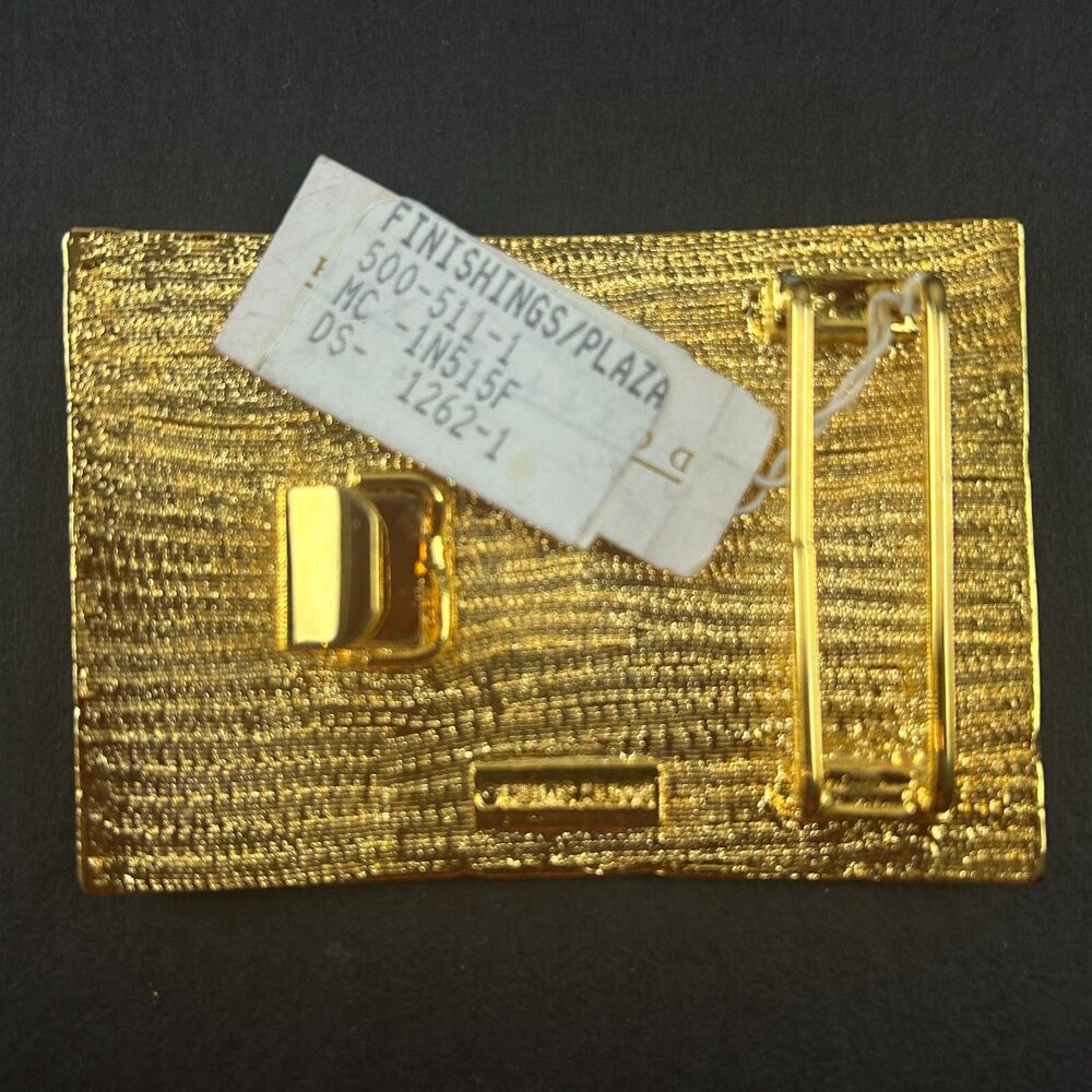 Vintage Dotty Smith Goldtone American Flag Enameled Belt Buckle 2.5" x  1.75" - Picture 7 of 13